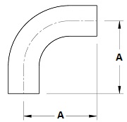 BPE 90 Butt Weld Elbow with Tangent Dimensions