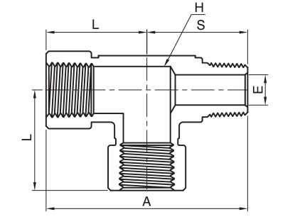 Female NPT Tee w/ Male Run Tee Dimensions
