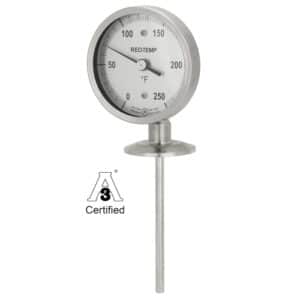 Reotemp® Sanitary Thermometer with 3" Dial, Bottom Connected