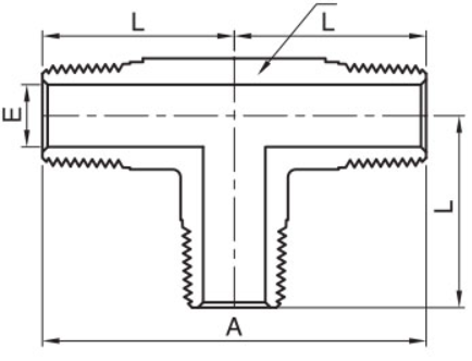 Male NPT Tee Dimensions